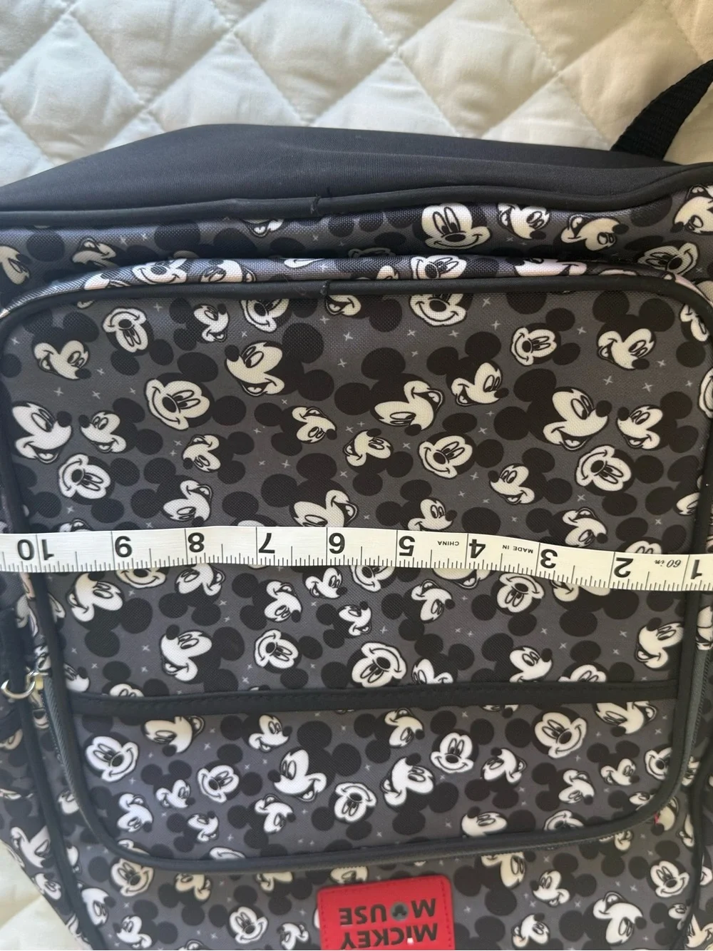 Disney Mickey Mouse Toss Head Print Backpack Diaper Bag Black Gray